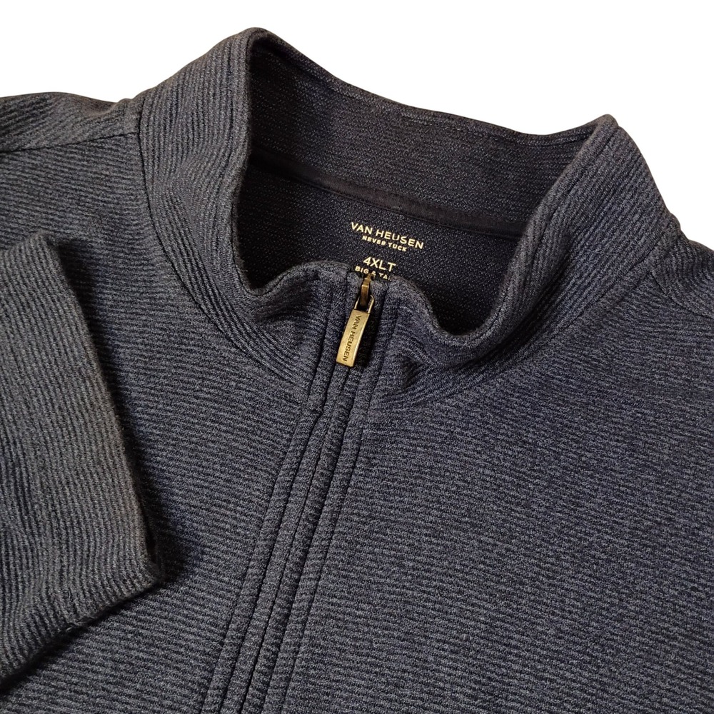 Van Heusen Pullover Mens 4XLT Navy Blue Never Tuck Textured Quarter Zip Big Tall